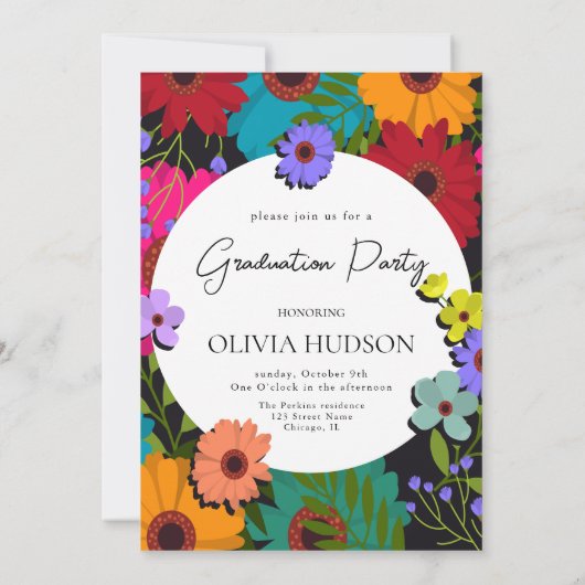 Kleurrijke wilde bloemen chique bloemenfoto afstud kaart (Achterkant)