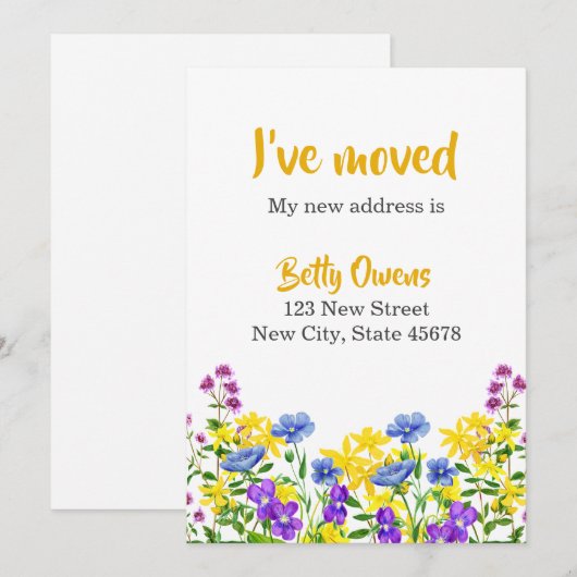 Kleurrijke wilde bloemen die ik heb verplaatst aankondiging (Voorkant / Achterkant)