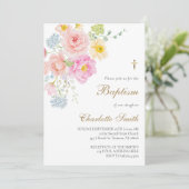 kleurrijke wilde bloemen Doop Uitnodiging (Staand voorkant)