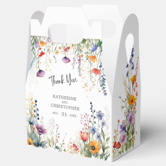 Kleurrijke wilde bloemen Elegante kleine bruiloft Bedankdoosjes (Geopend)