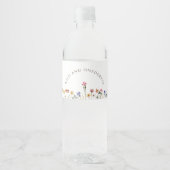 Kleurrijke wilde bloemen en een prachtige verjaard waterfles etiket (Voorkant)