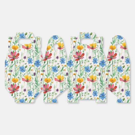 Kleurrijke wilde bloemen en groen gras bedankdoosjes (Ongevouwen)