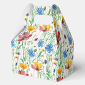 Kleurrijke wilde bloemen en groen gras bedankdoosjes (Achterkant)