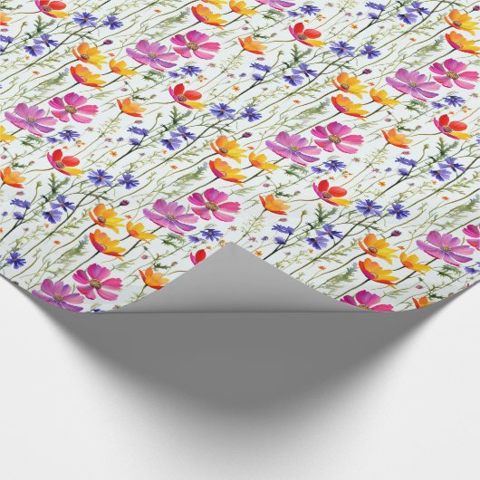 Kleurrijke wilde bloemen en groen gras cadeaupapier (Hoek)