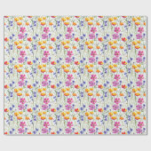 Kleurrijke wilde bloemen en groen gras cadeaupapier (Vlak)