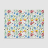 Kleurrijke wilde bloemen en groen gras tissuepapier (Voorkant)