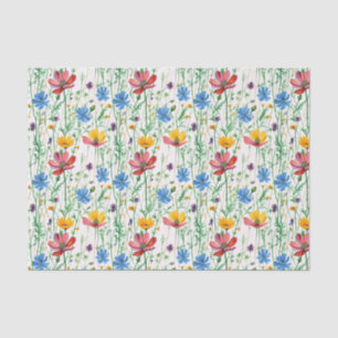 Kleurrijke wilde bloemen en groen gras tissuepapier