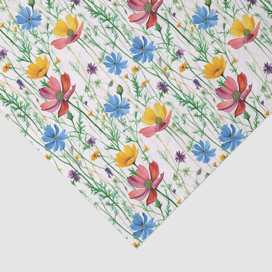 Kleurrijke wilde bloemen en groen gras tissuepapier (Detail)