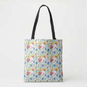 Kleurrijke wilde bloemen en groen gras tote bag (Voorkant)