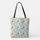 Kleurrijke wilde bloemen en groen gras tote bag (Achterkant)