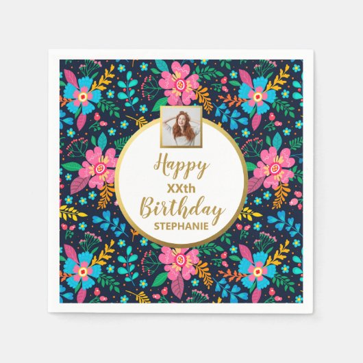 Kleurrijke Wilde Bloemen Foto Verjaardagscadeau vo Servet (Voorkant)