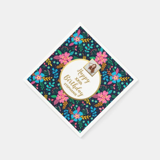 Kleurrijke Wilde Bloemen Foto Verjaardagscadeau vo Servet (Hoek)