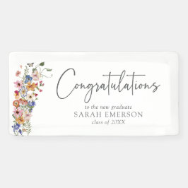 Kleurrijke wilde bloemen gefeliciteerd spandoek