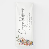 Kleurrijke wilde bloemen gefeliciteerd spandoek (Verticaal)