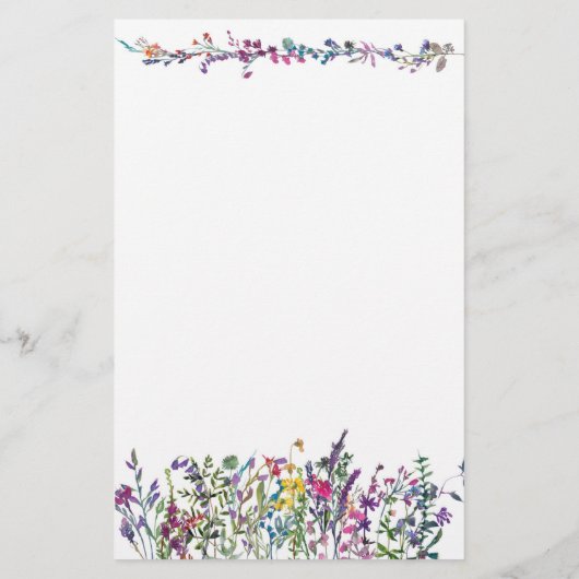 Kleurrijke wilde bloemen gepersonaliseerd briefpapier (Achterkant)