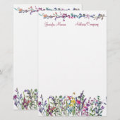 Kleurrijke wilde bloemen gepersonaliseerd briefpapier (Voorkant / Achterkant)
