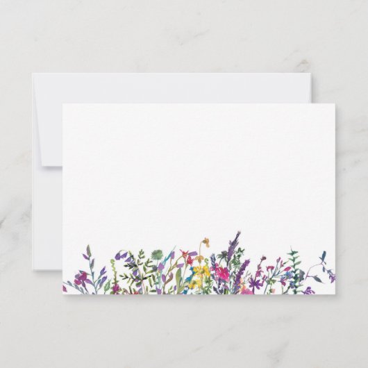 Kleurrijke wilde bloemen gepersonaliseerd notitiekaartje (Achterkant)