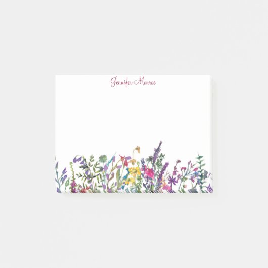Kleurrijke wilde bloemen gepersonaliseerd post-it® notes (Voorkant)