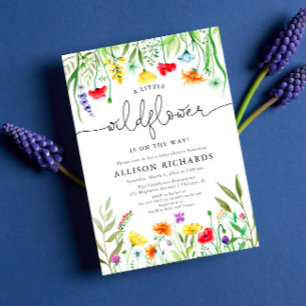 Kleurrijke wilde bloemen geslachtsneutraal baby sh kaart