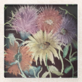 Kleurrijke wilde bloemen glazen onderzetter