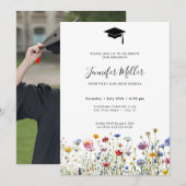 Kleurrijke wilde bloemen Graduation Party Foto Feestdagenkaart (Voorkant / Achterkant)