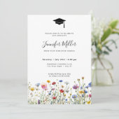 Kleurrijke wilde bloemen Graduation Party Foto Feestdagenkaart (Staand voorkant)