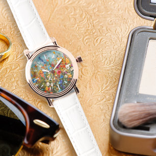 Kleurrijke wilde bloemen horloge