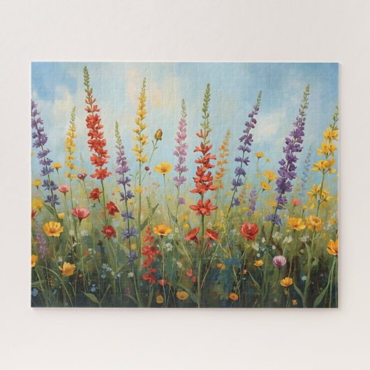 Kleurrijke wilde bloemen in de weide legpuzzel (Horizontaal)