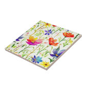 Kleurrijke wilde bloemen in een veld tegeltje (Zijkant)