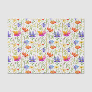 Kleurrijke wilde bloemen in een veld tissuepapier