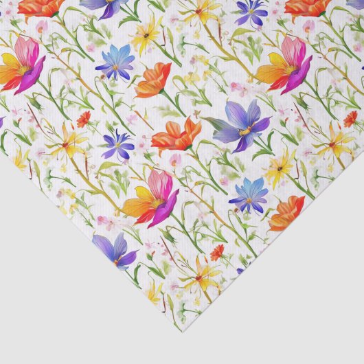 Kleurrijke wilde bloemen in een veld tissuepapier (Detail)