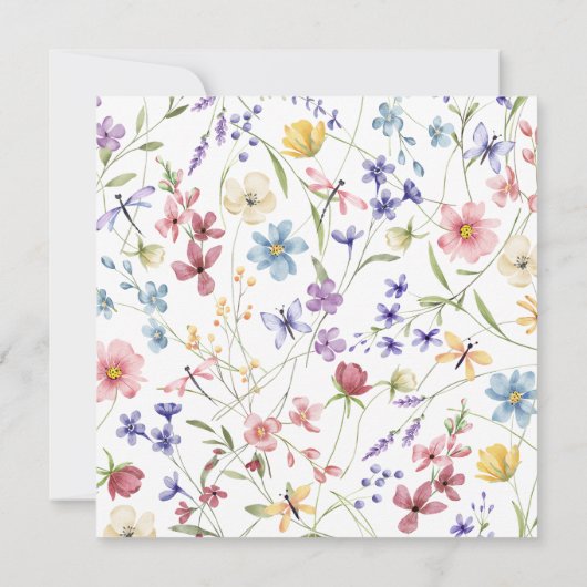 Kleurrijke Wilde Bloemen Krans Zomer Vrijgezellenf Kaart (Achterkant)