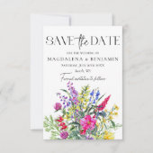 Kleurrijke Wilde Bloemen & Kruiden Foto Bruiloft Save The Date (Voorkant)