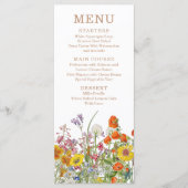Kleurrijke Wilde Bloemen Landelijke Bruiloft Menu (Voorkant)