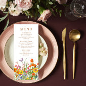 Kleurrijke Wilde Bloemen Landelijke Bruiloft Menu