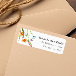 Kleurrijke wilde bloemen lente bloemen waterverf etiket