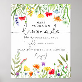 Kleurrijke wilde bloemen maken je eigen limonade-t poster