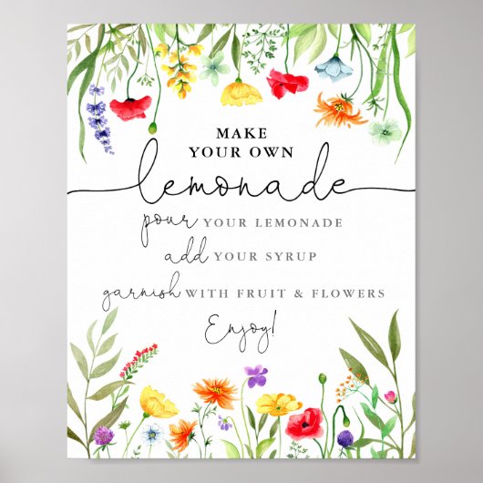 Kleurrijke wilde bloemen maken je eigen limonade-t poster (Voorkant)