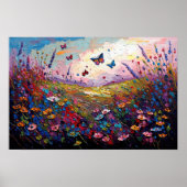 Kleurrijke wilde bloemen Meadow met Butterflies Poster (Voorkant)