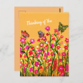 Kleurrijke wilde bloemen met mooie vlinders briefkaart (Voorkant / Achterkant)