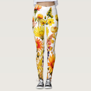 Kleurrijke wilde bloemen mooie aquarelschildering leggings