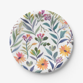 Kleurrijke Wilde Bloemen | Mooie Bloemenschilderin Papieren Bordje