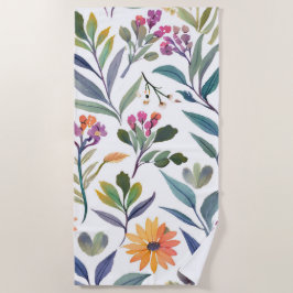Kleurrijke Wilde Bloemen | Mooie Bloemenschilderin Strandlaken