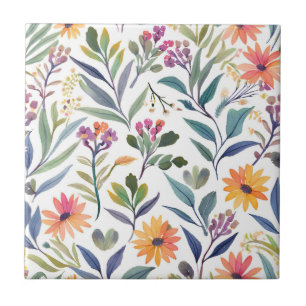 Kleurrijke Wilde Bloemen   Mooie Bloemenschilderin Tegeltje