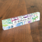 Kleurrijke wilde bloemen naambordje (Zijkant)