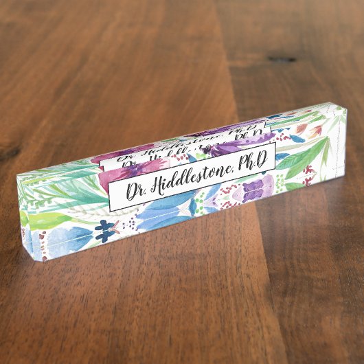 Kleurrijke wilde bloemen naambordje (Zijkant)