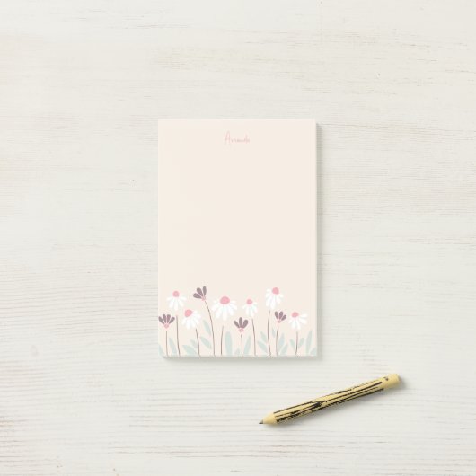Kleurrijke wilde bloemen post-it® notes (Op bureau)