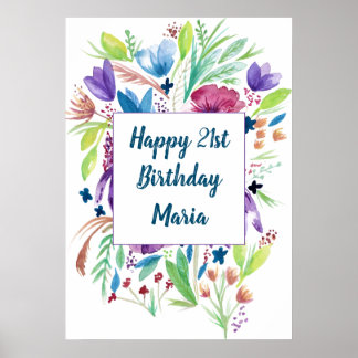 Kleurrijke wilde bloemen poster