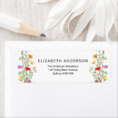 Kleurrijke wilde bloemen retourlabel etiket (Insitu)