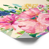 Kleurrijke wilde bloemen Roze Blauw Geel Zonder st Poster (Hoek)